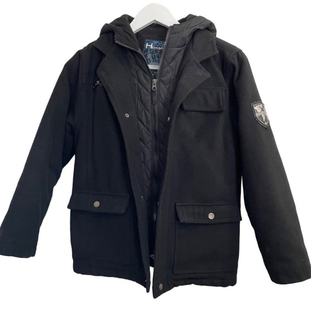 Hemisphere boy's Wool-Hoodie Cozy Jacket Size: 6